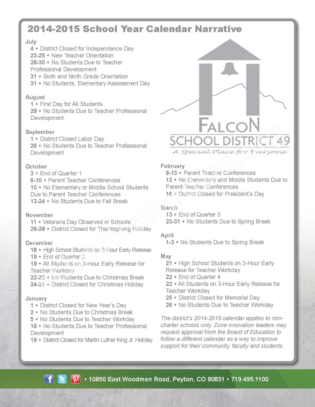 Ridgeview Elementary School Calendars Colorado Springs CO Ridgeview Elementary School Calendars Colorado Springs CO