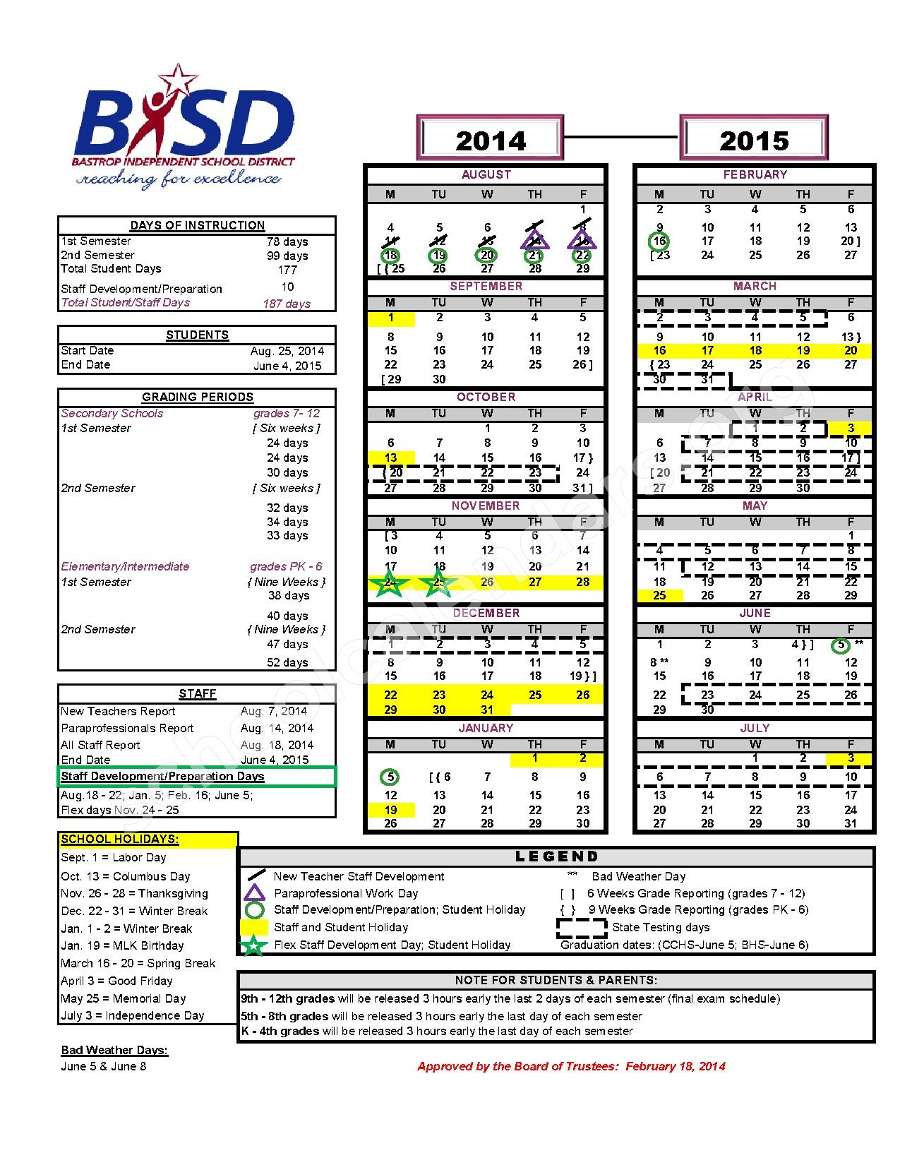 2014 2015 High School Calendar 2014 2015 High School Calendar