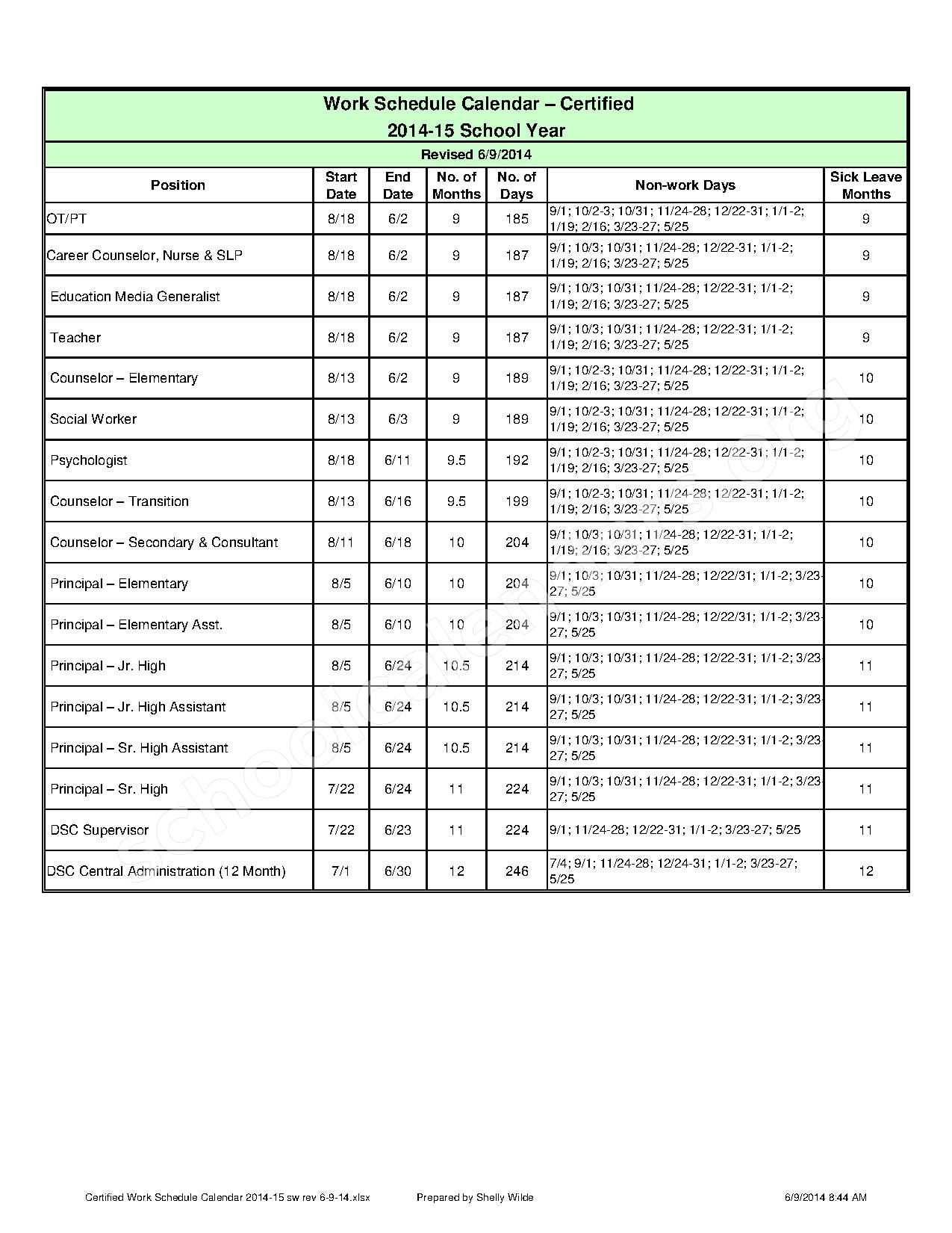 employee schedule calendar