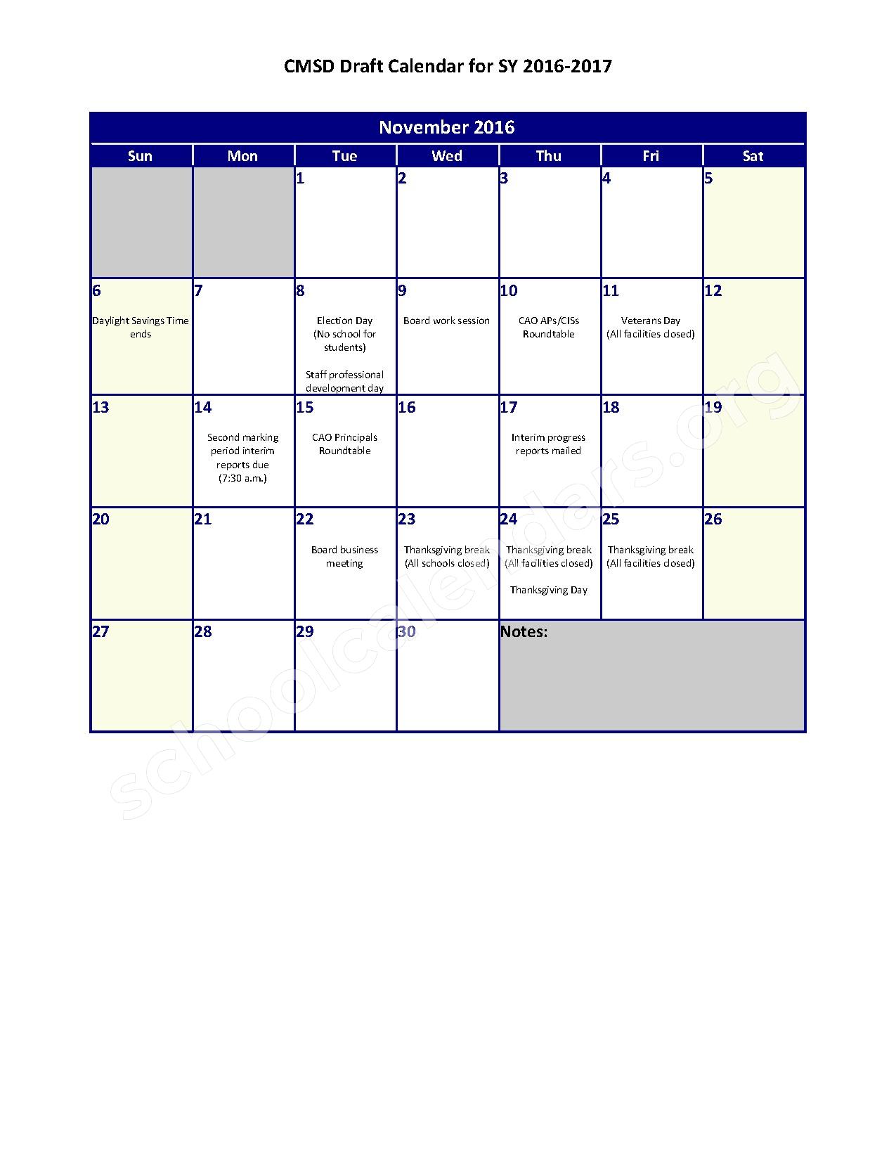 2016 2017 District Calendar Cleveland Metropolitan School District