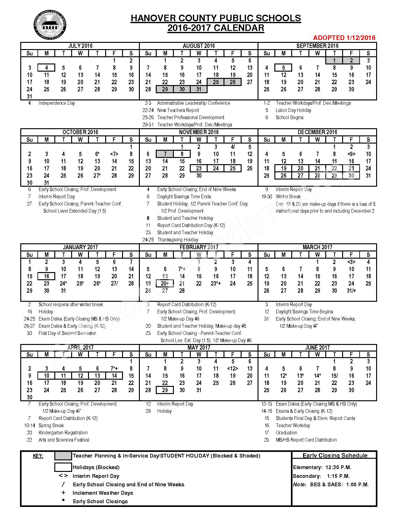 2016 - 2017 HCPS Calendar | Liberty Middle School – Ashland, VA 2016 - 2017 HCPS Calendar | Liberty Middle School – Ashland, VA