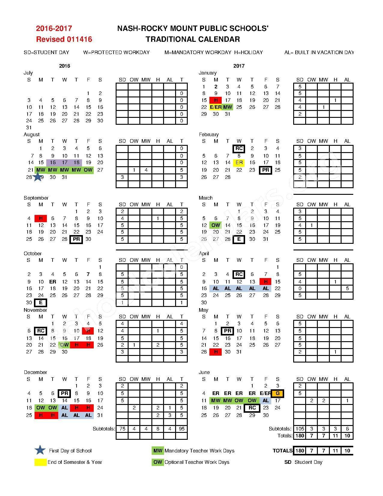 Nash Rocky Mount School Calendar School Calendar 2022