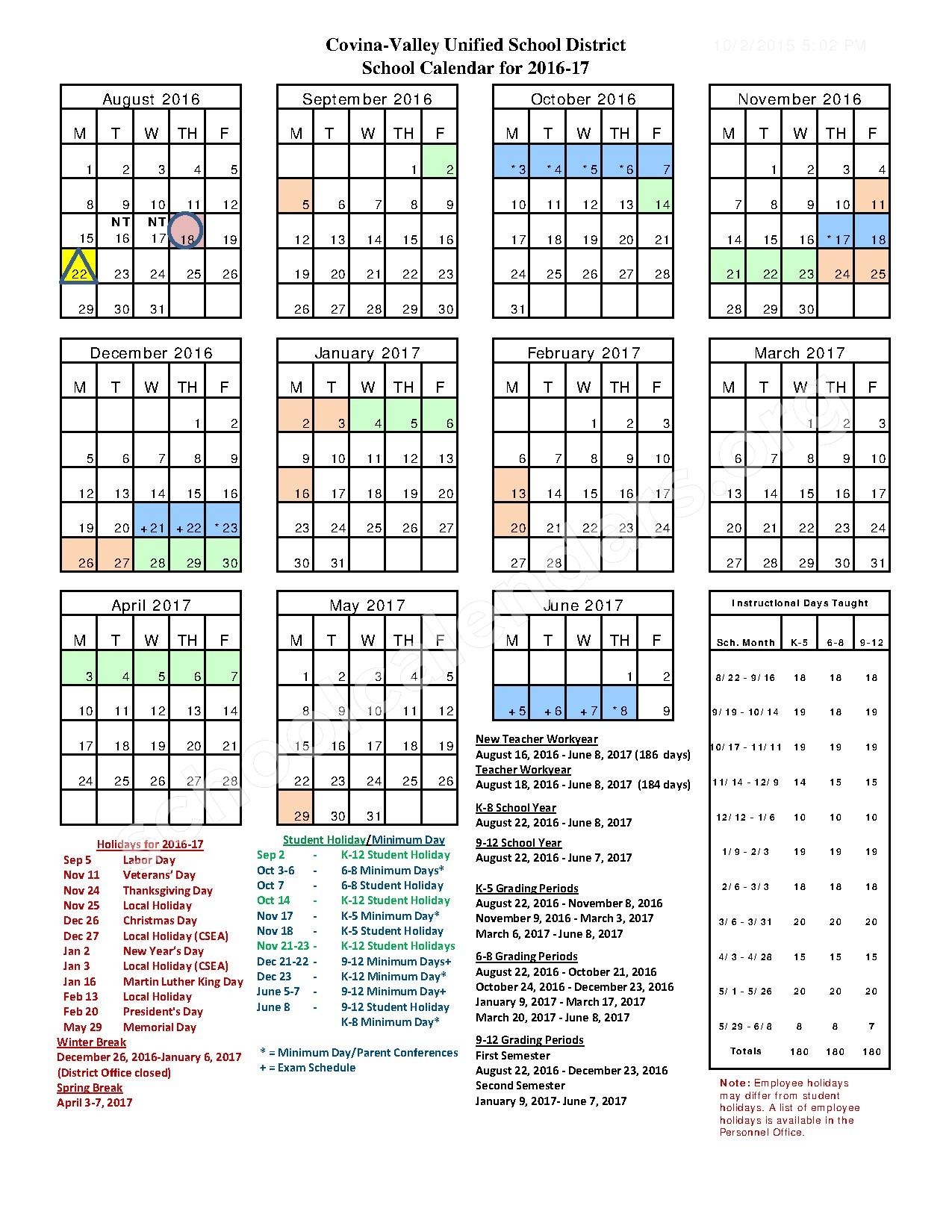 Ben Lomond Elementary School Calendars – Covina, CA