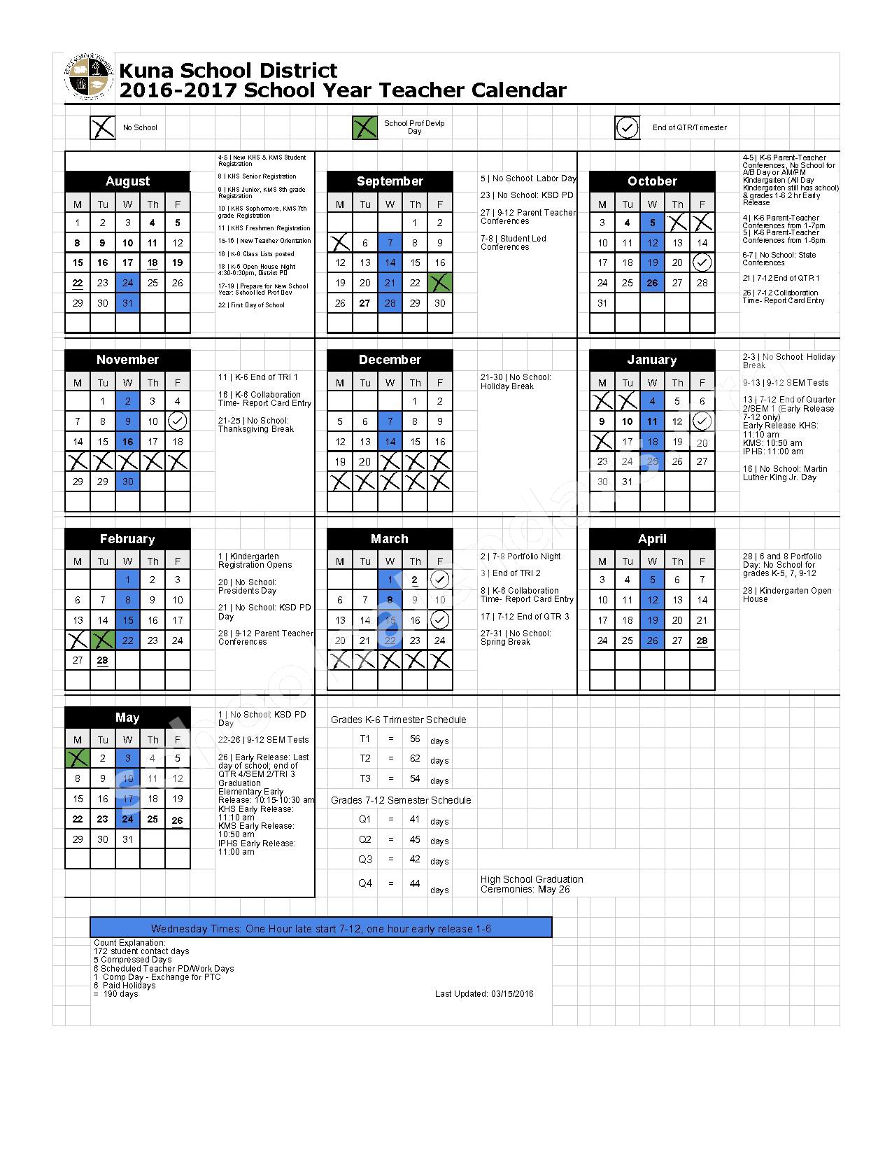 Kuna High School Calendars – Kuna, ID