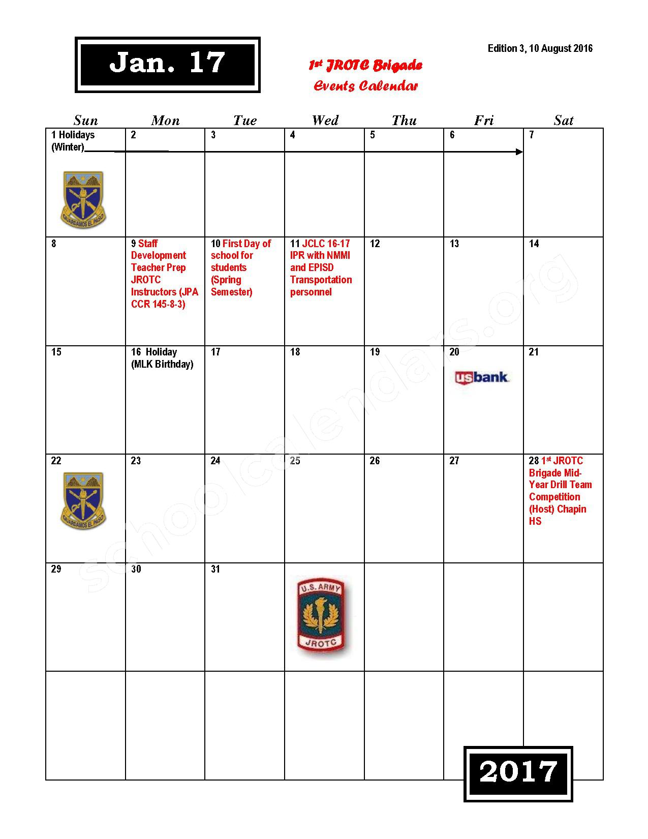 2016 2017 JROTC Events Calendar El Paso Independent School District 2016 2017 JROTC Events Calendar El Paso Independent School District