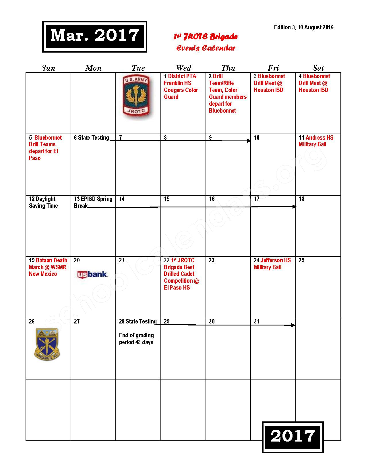 2016 2017 JROTC Events Calendar El Paso Independent School District 2016 2017 JROTC Events Calendar El Paso Independent School District