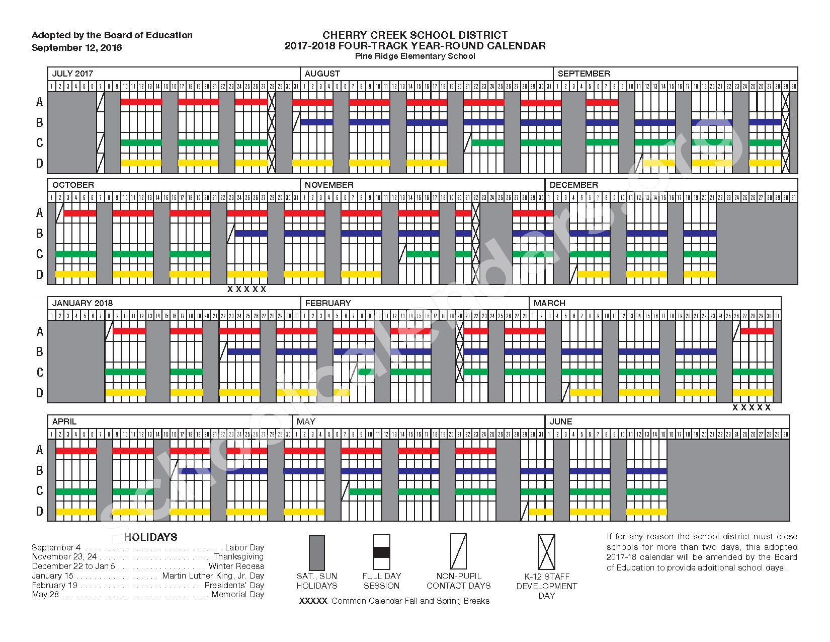 2017 2018 Four Track Year Round Calendar Cherry Creek School 2017 2018 Four Track Year Round Calendar Cherry Creek School