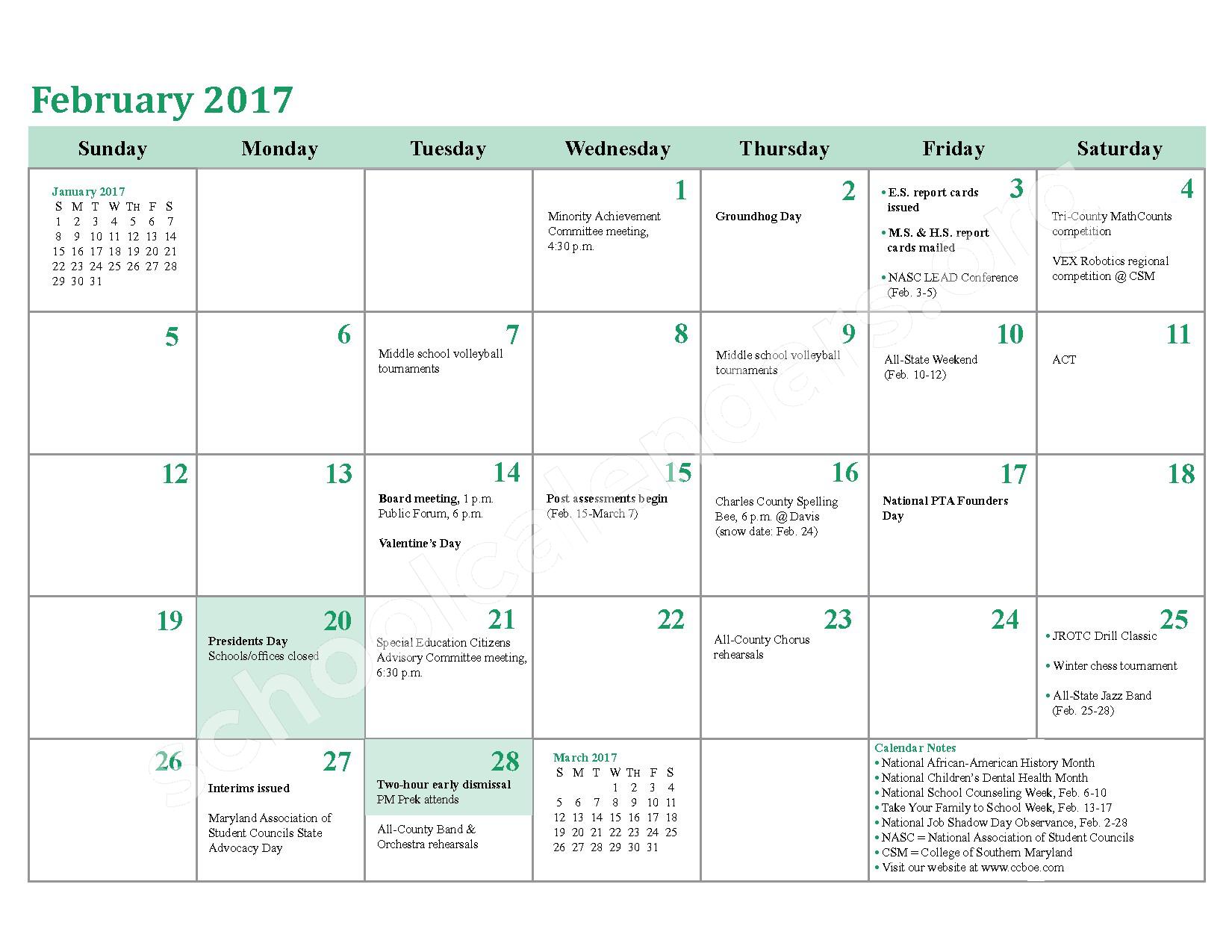 Charles County Public Schools Calendars La Plata MD