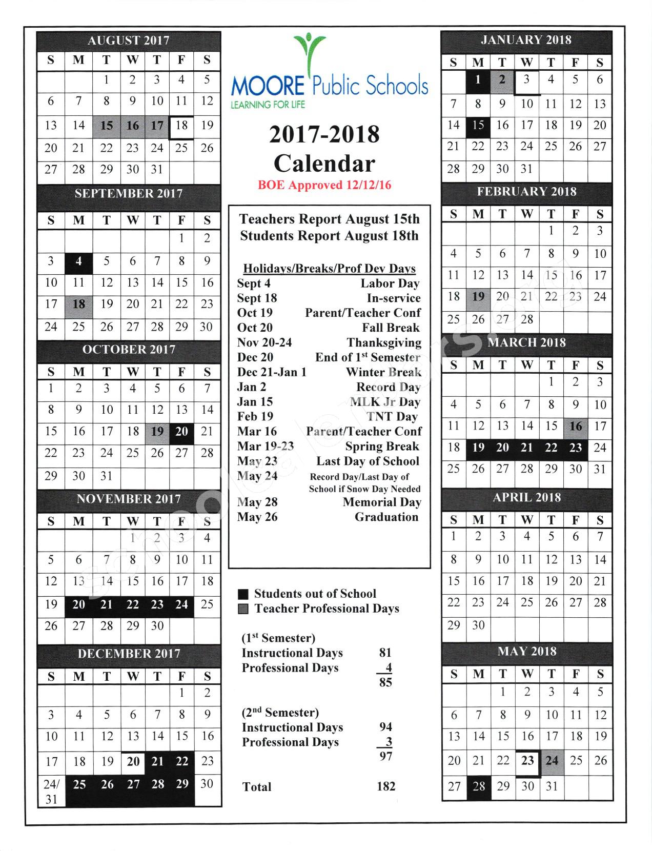 Moore Public Schools Calendars Moore OK Moore Public Schools Calendars Moore OK