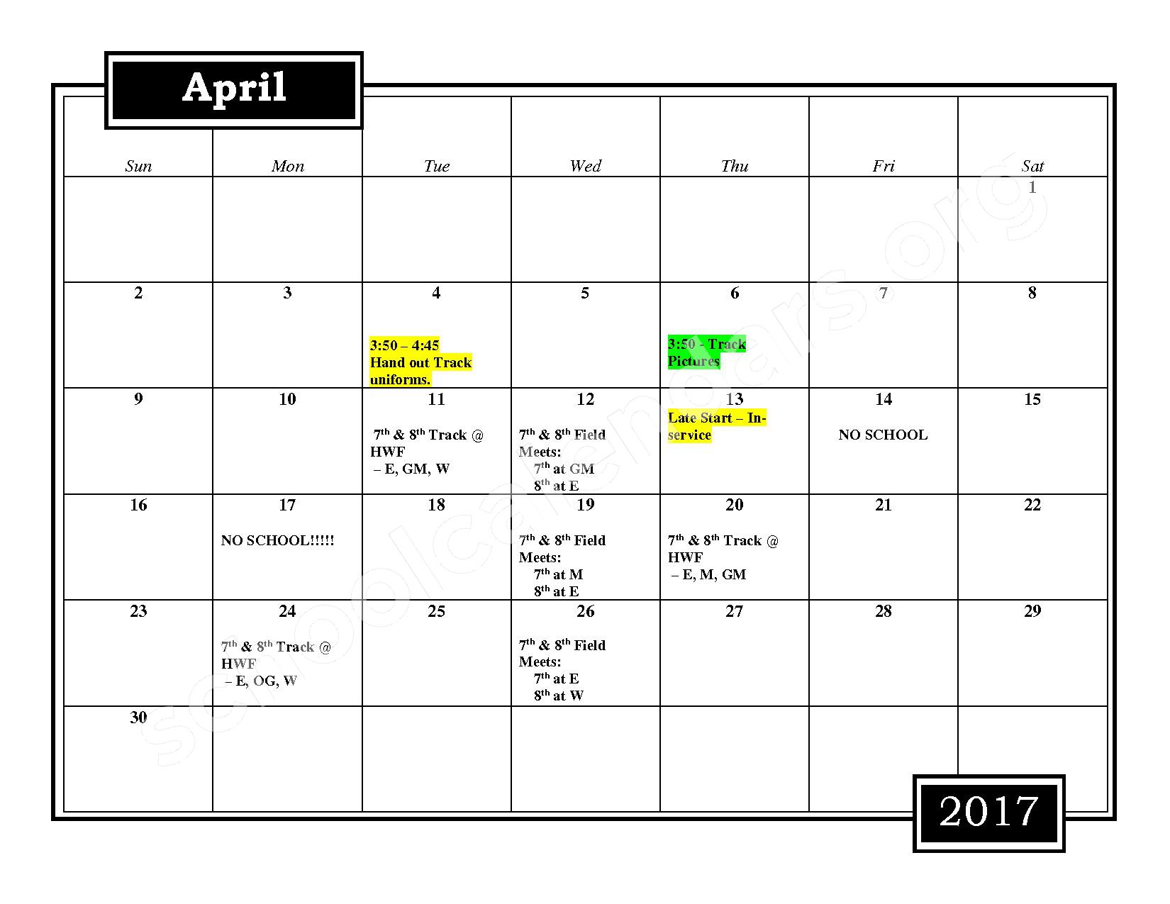 2016 2017 Athletic Calendar Roosevelt High School Sioux Falls SD
