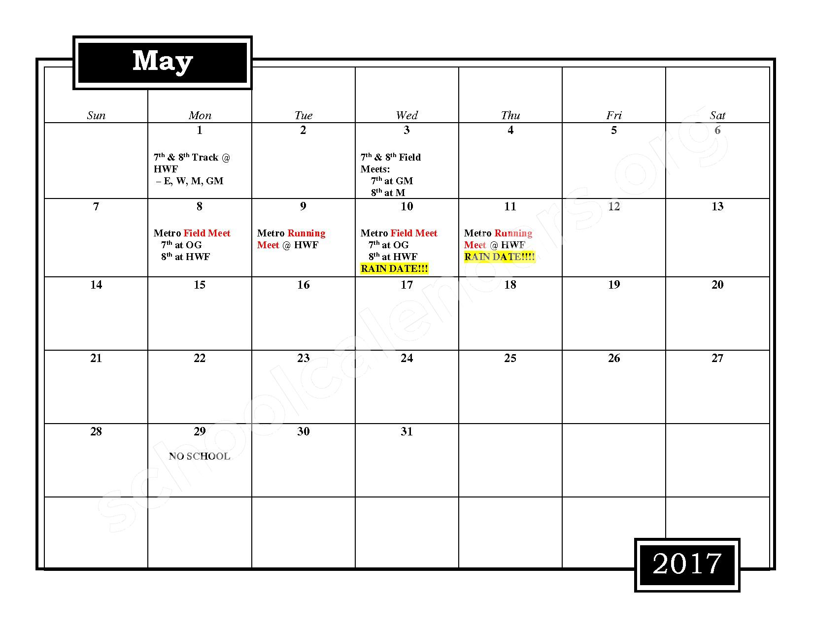 2016 2017 Athletic Calendar Roosevelt High School Sioux Falls SD
