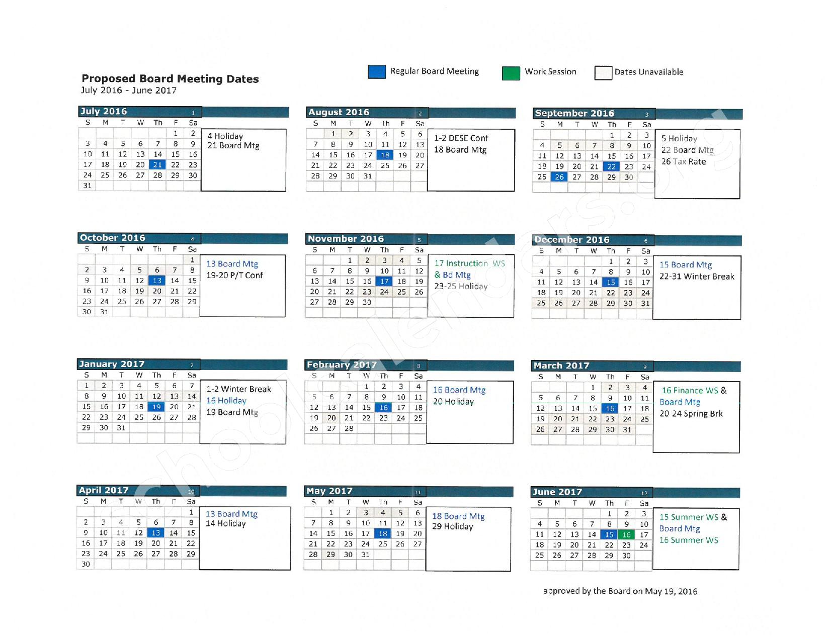 2016 - 2017 School Calendar | Lee's Summit R-VII School District – Lee's Summit, MO