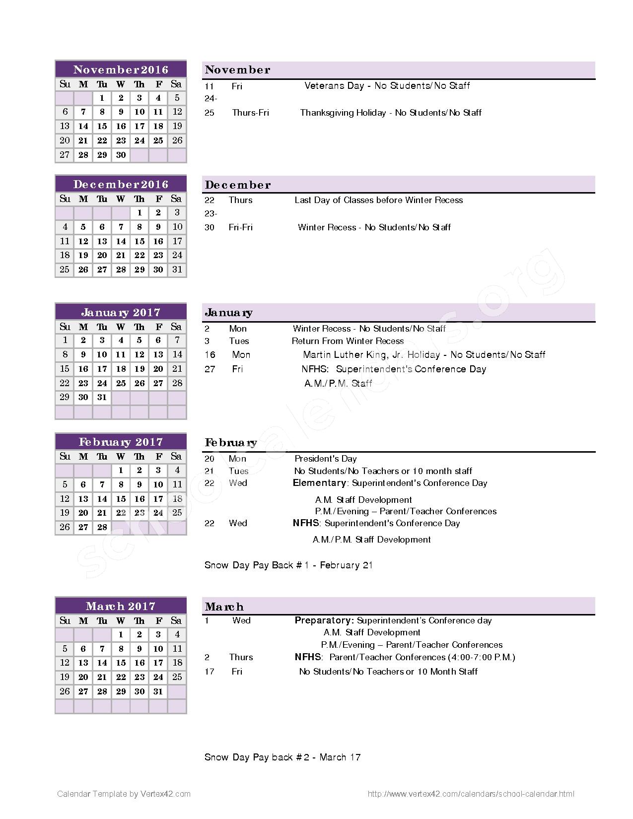 2016 2017 District Calendar Niagara Falls City School District 