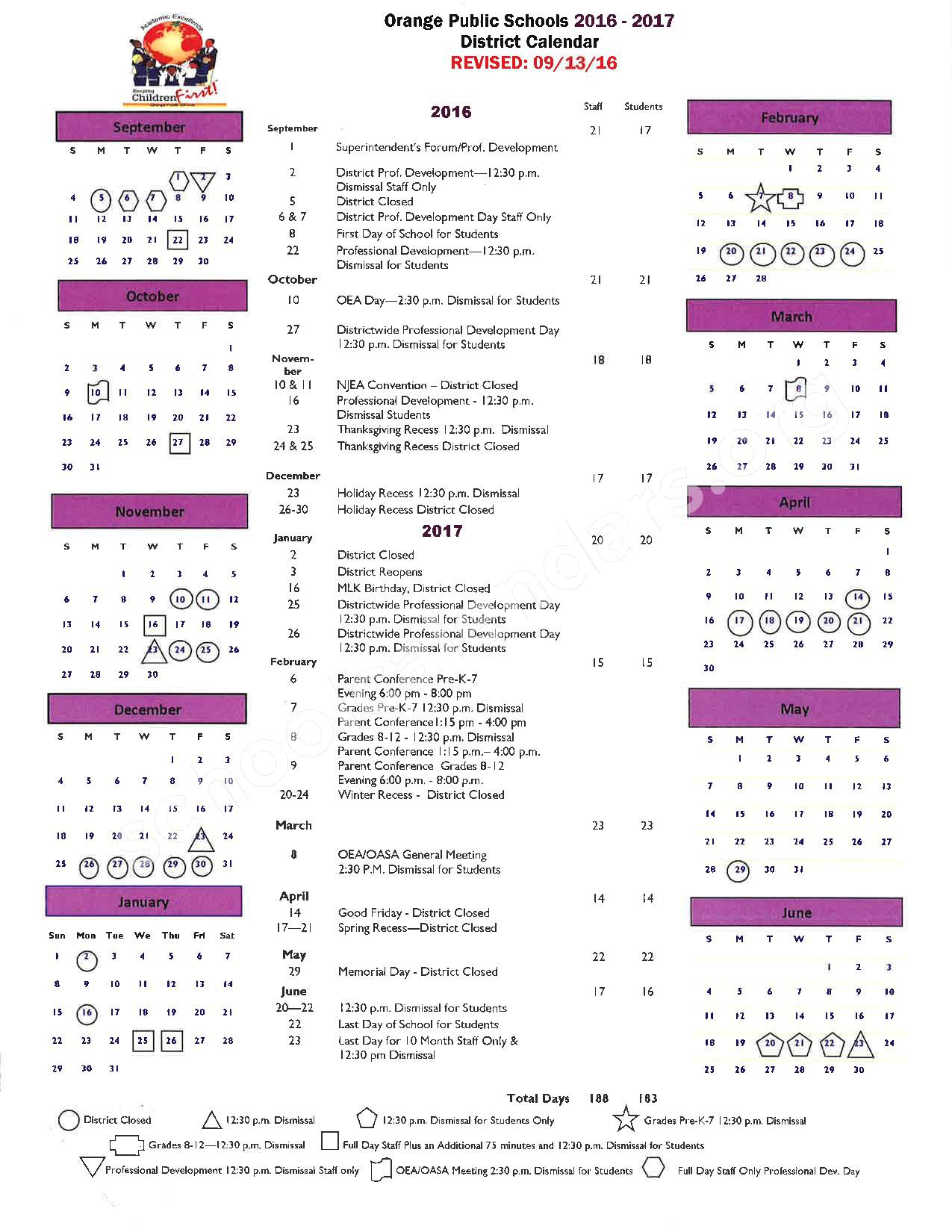 City Of Orange Township Public Schools Calendars Orange NJ City Of Orange Township Public Schools Calendars Orange NJ