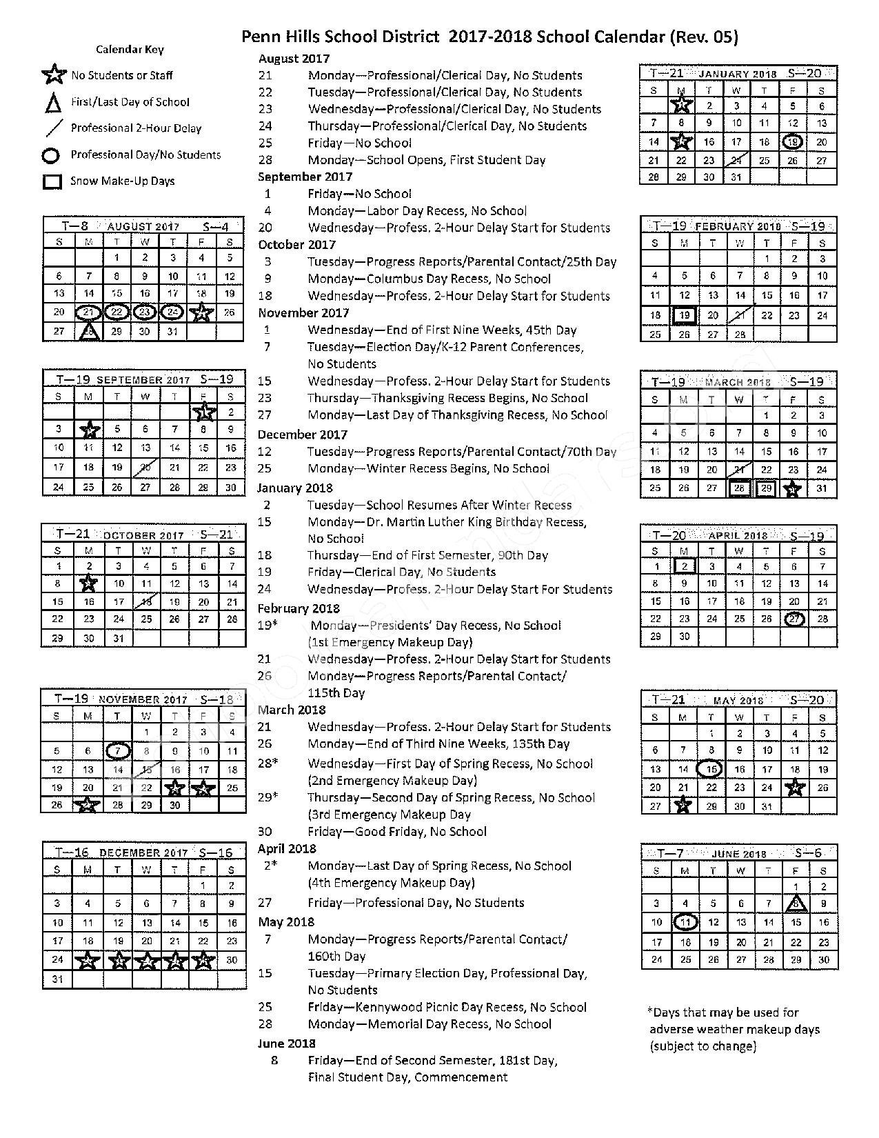 Penn Hills School District Calendars Pittsburgh PA Penn Hills School District Calendars Pittsburgh PA