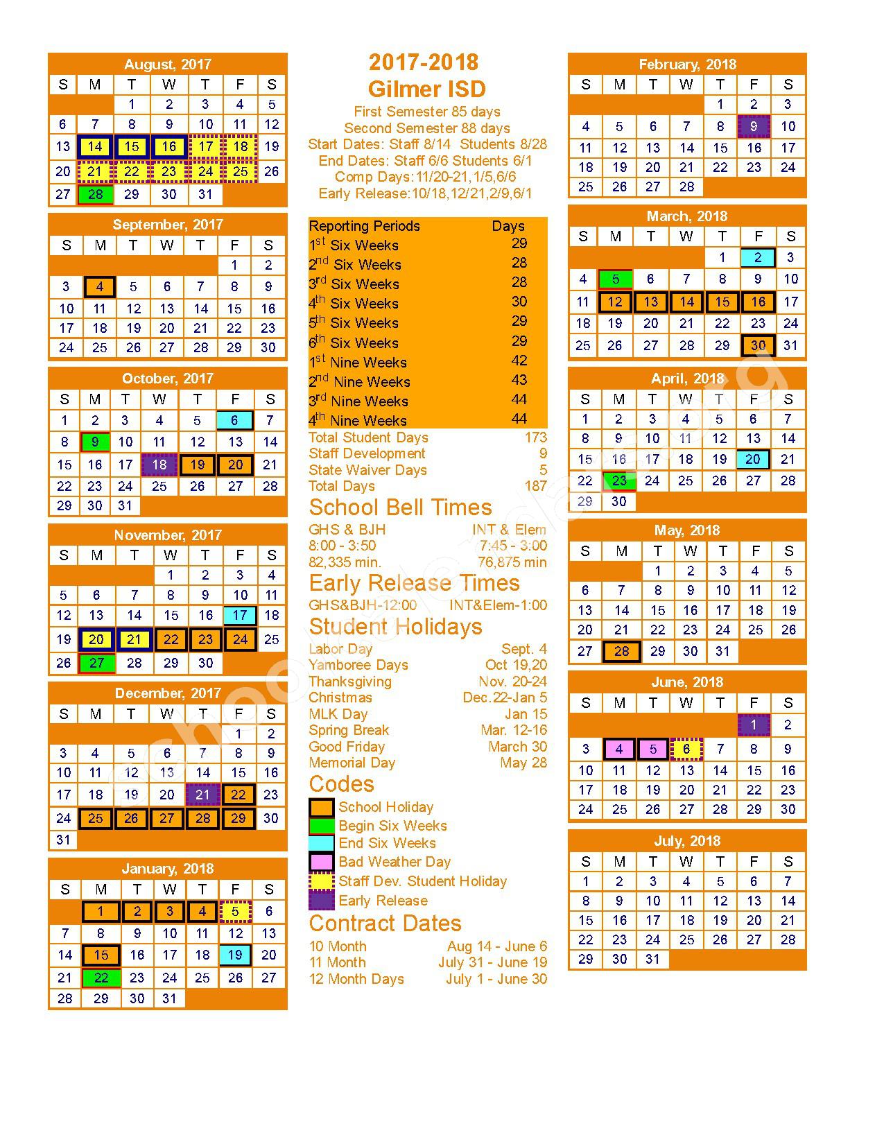 Gilmer Independent School District Calendars Texas Gilmer Independent School District Calendars Texas