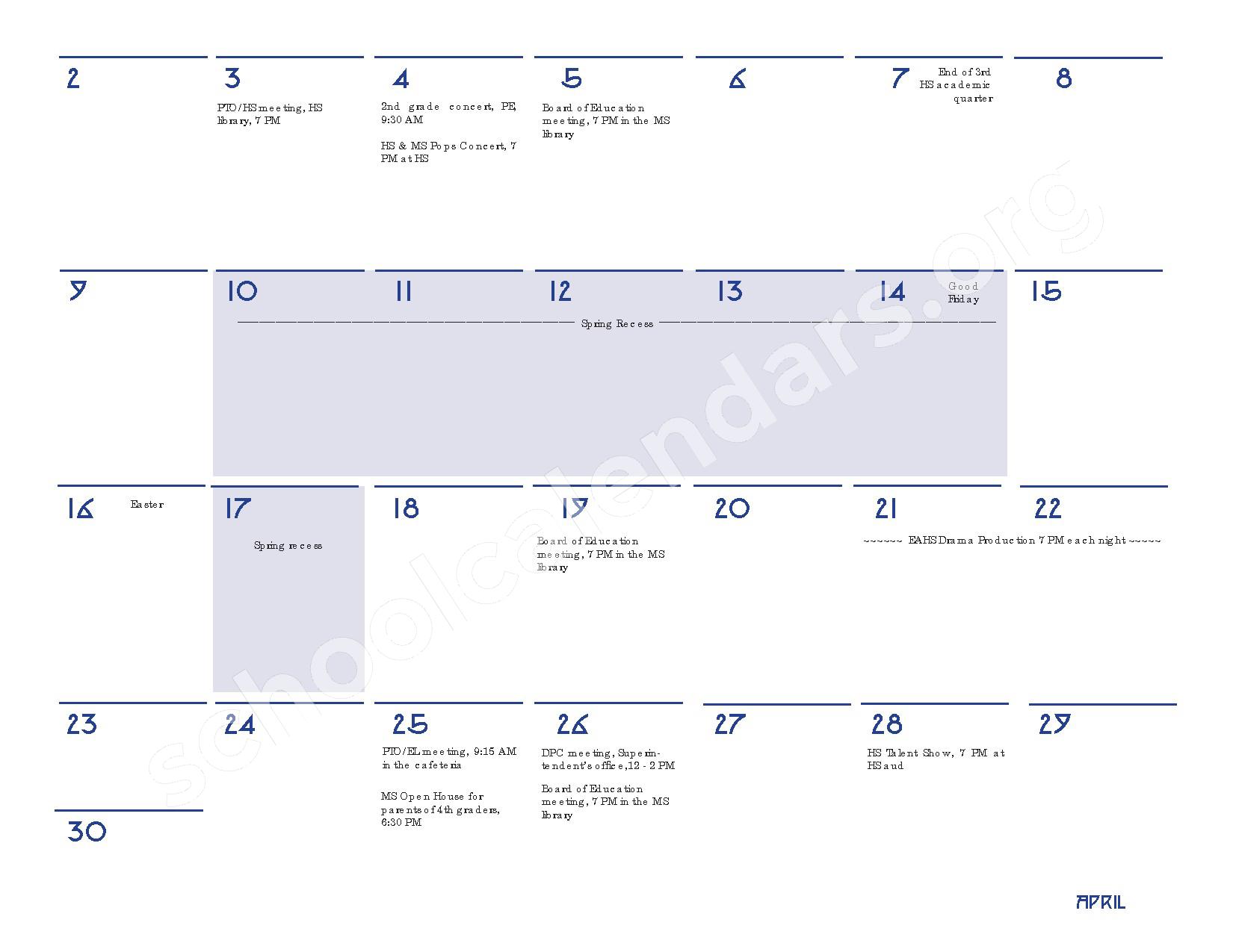 2016 - 2017 School Calendar – East Aurora Middle School – page 19