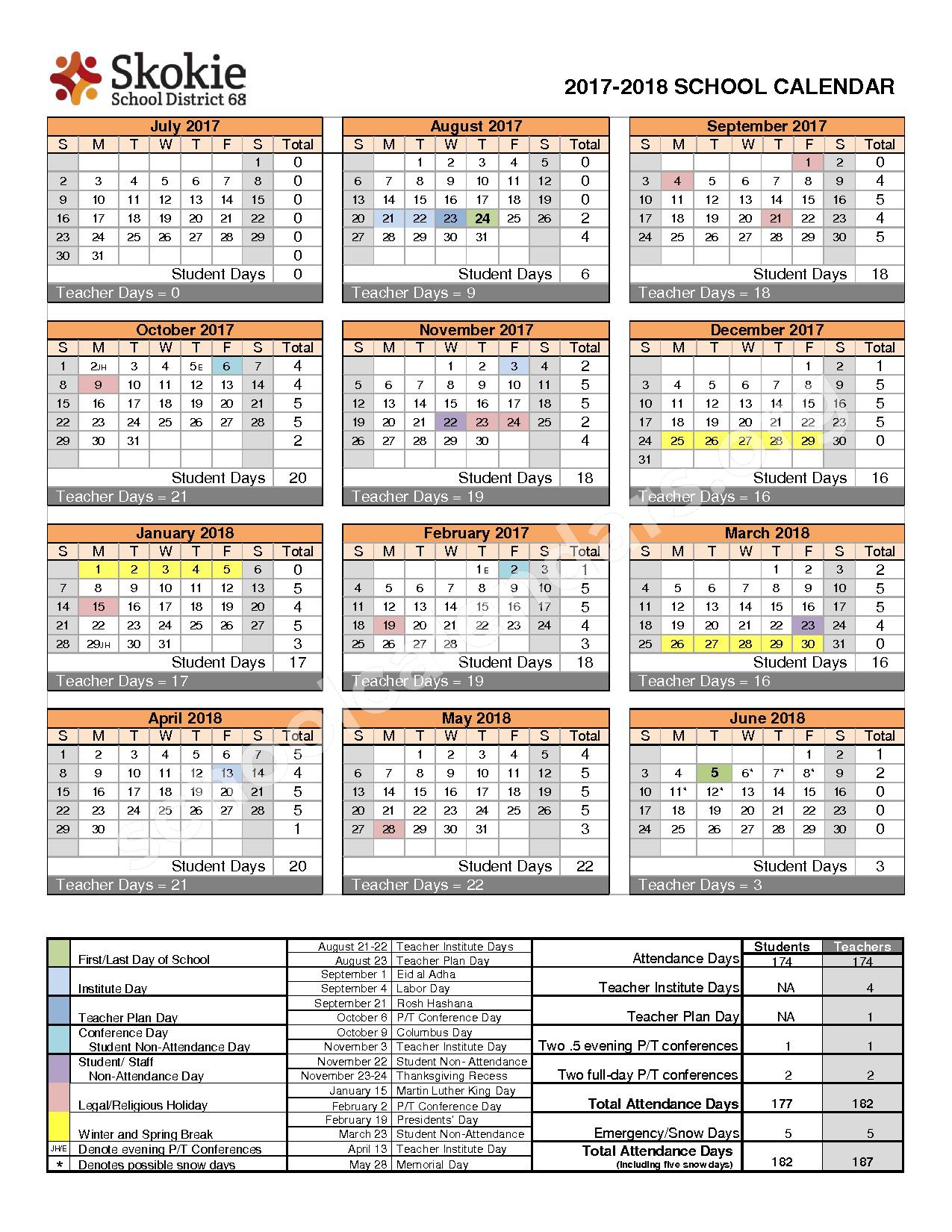 Skokie School District 68 Calendars – Illinois Skokie School District 68 Calendars – Illinois
