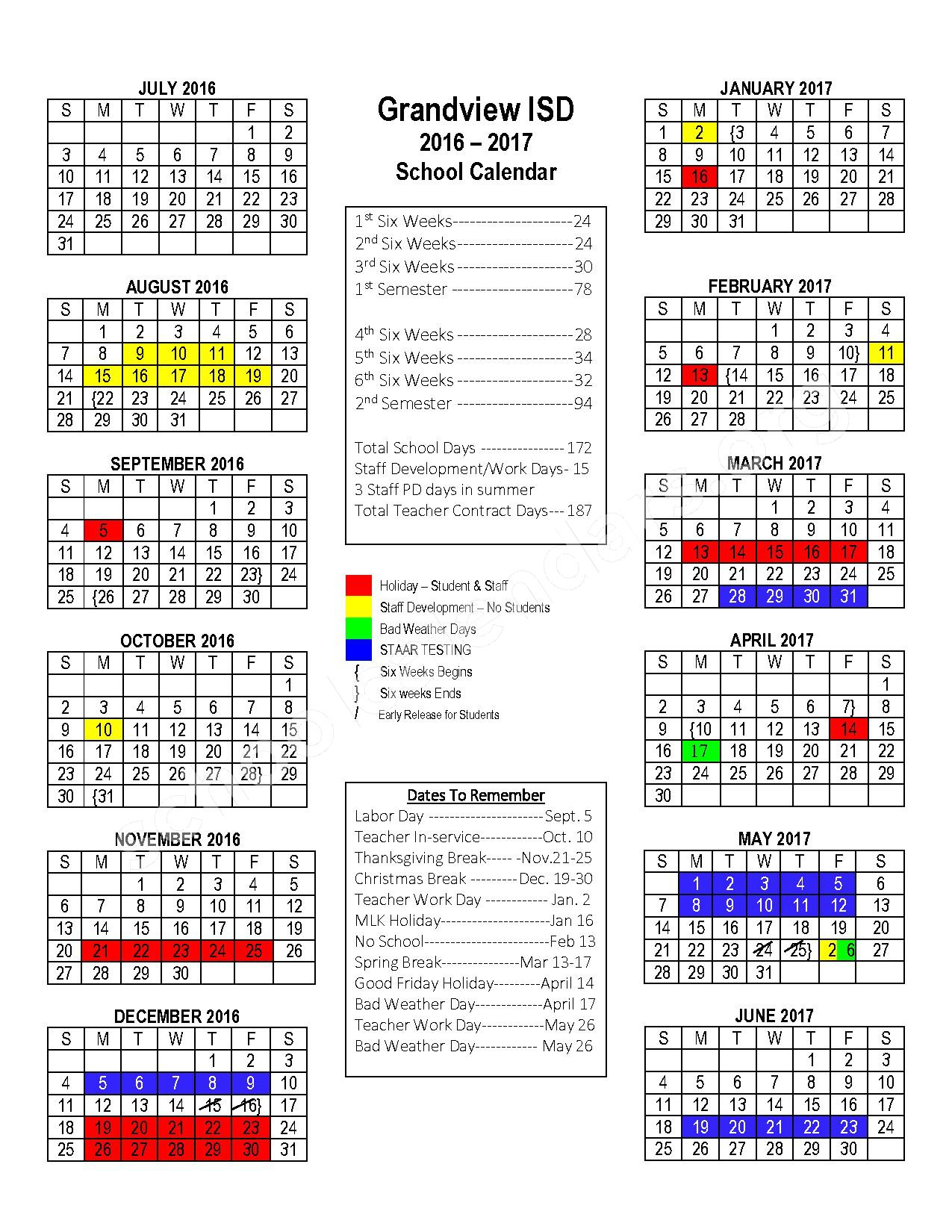 Grandview Independent School District Calendars Texas Grandview Independent School District Calendars Texas