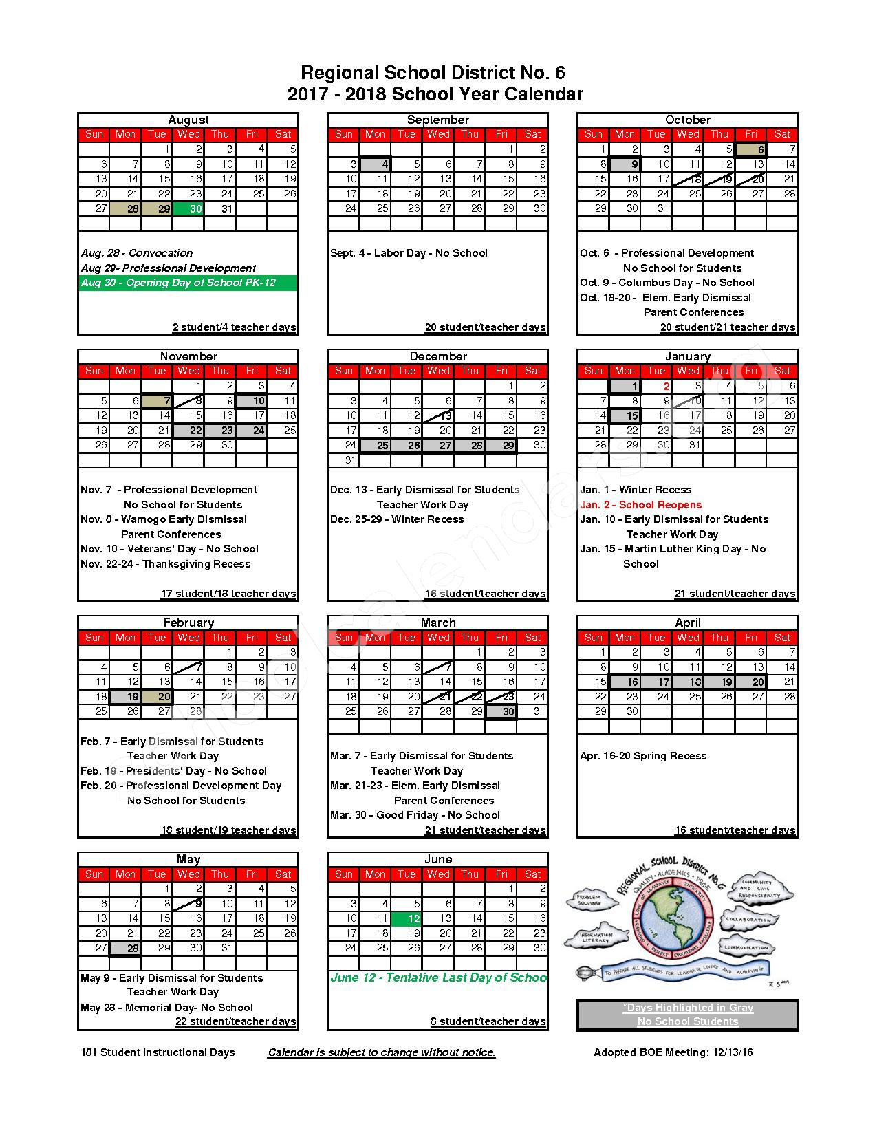 James Morris School Calendars Morris CT