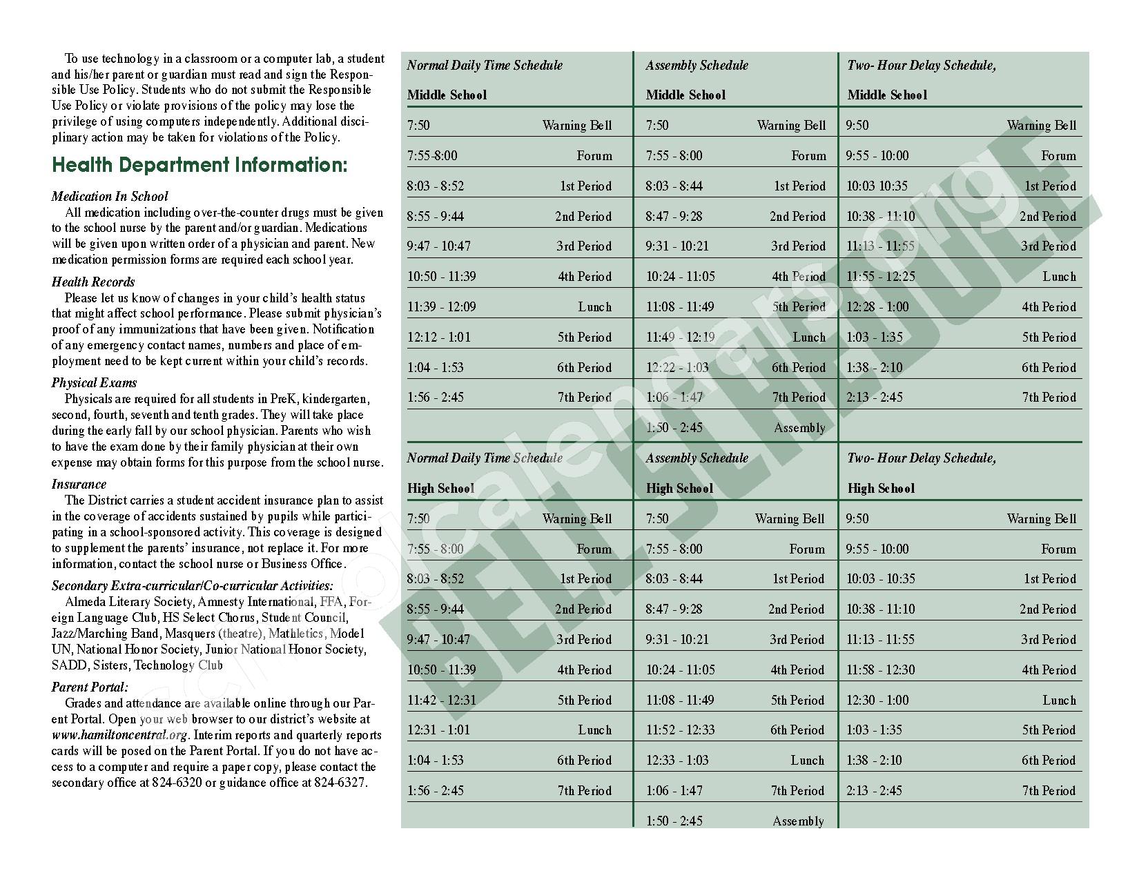 2016 - 2017 District Calendar – Hamilton Junior / Senior High School – page 6