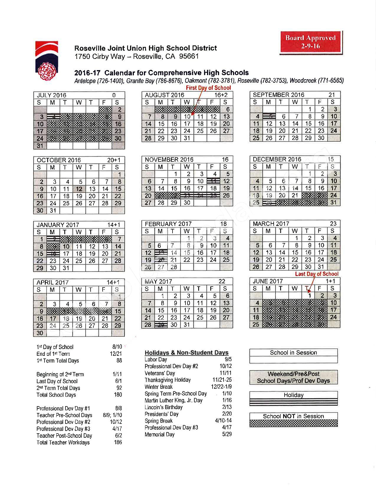 2016 - 2017 School Calendar | Placer County Office of Education – Auburn, CA 2016 - 2017 School Calendar | Placer County Office of Education – Auburn, CA