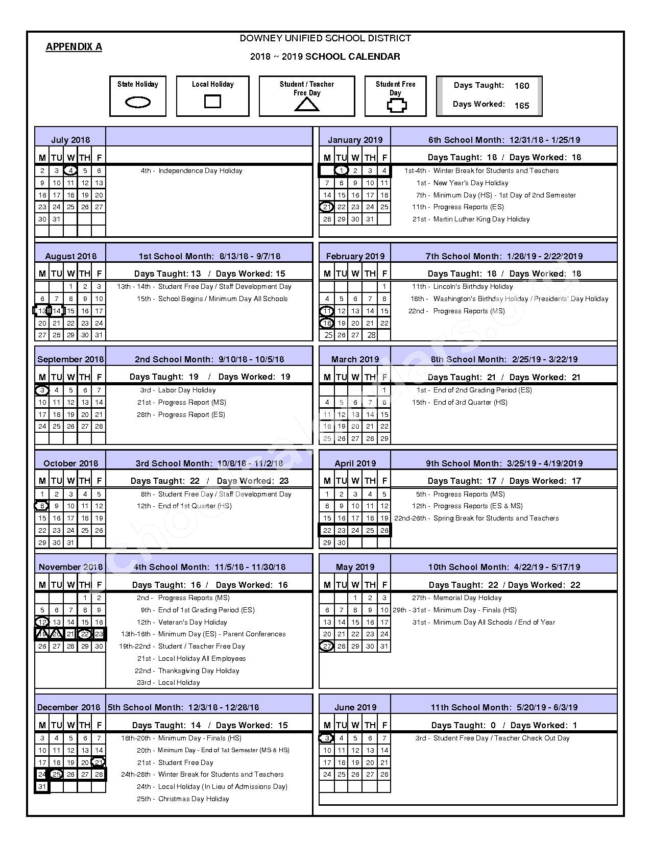 Griffiths Middle School Calendars – Downey, CA