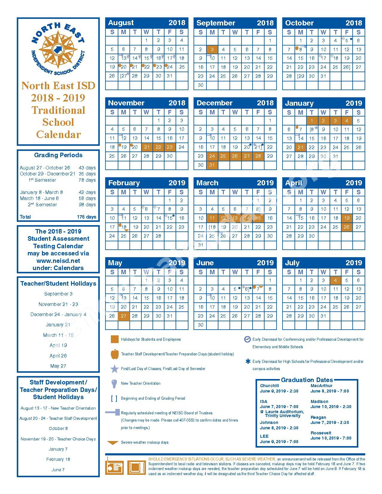 Castle Hills Elementary School Calendars San Antonio TX